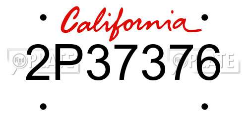 2P37376 California License Plate