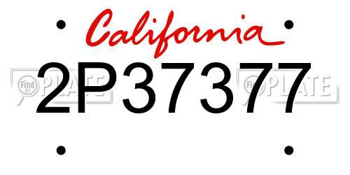 2P37377 California License Plate