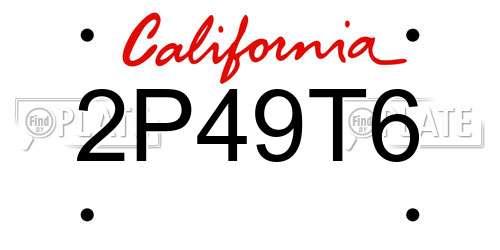 2P49T6 California License Plate