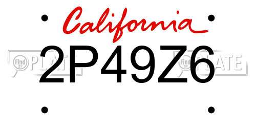 2P49Z6 California License Plate