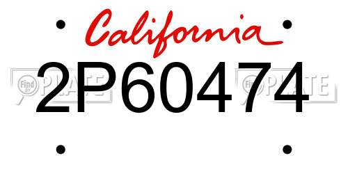 2P60474 California License Plate