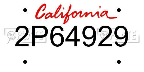 2P64929 California License Plate