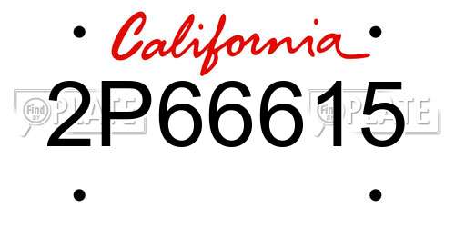 2P66615 California License Plate