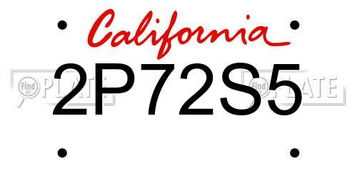 2P72S5 California License Plate