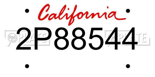 2P88544 California License Plate