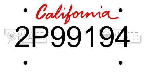2P99194 California License Plate