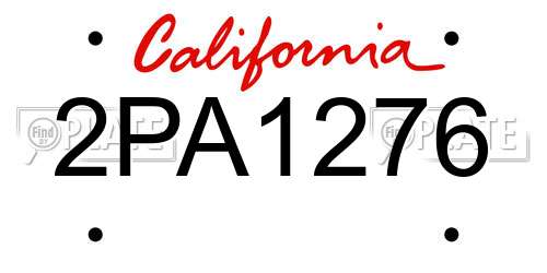 2PA1276 California License Plate