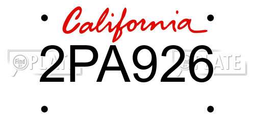 2PA926 California License Plate