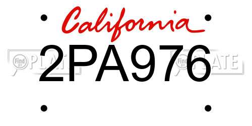 2PA976 California License Plate
