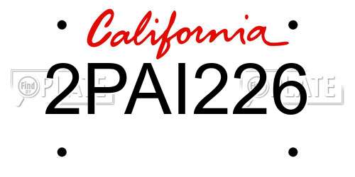 2PAI226 California License Plate