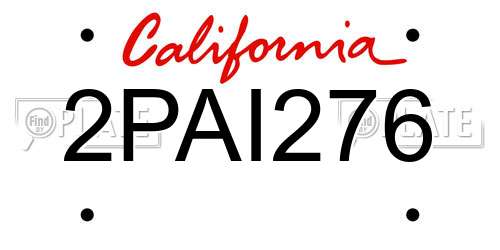 2PAI276 California License Plate