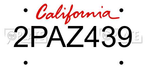 2PAZ439 California License Plate