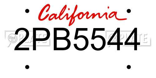 2PB5544 California License Plate