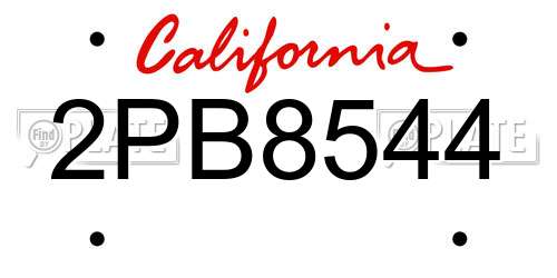 2PB8544 California License Plate