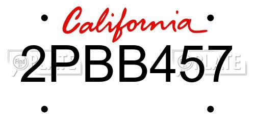 2PBB457 California License Plate