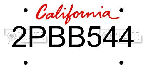 2PBB544 California License Plate