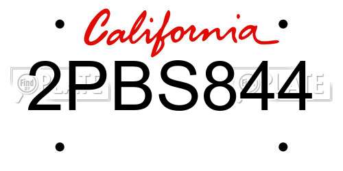 2PBS844 California License Plate
