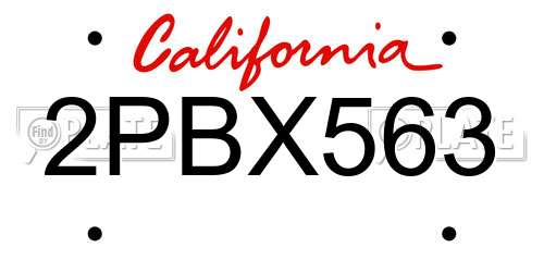 2PBX563 California License Plate