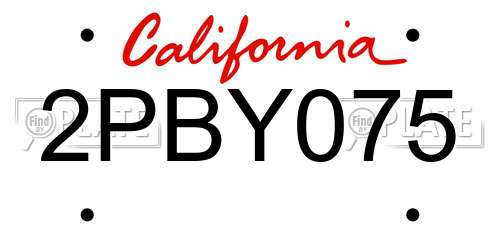 2PBY075 California License Plate