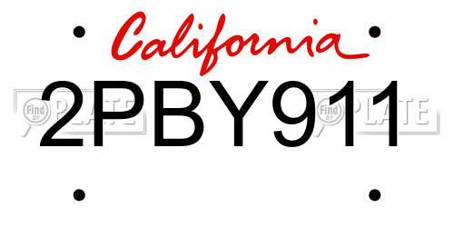2PBY911 California License Plate
