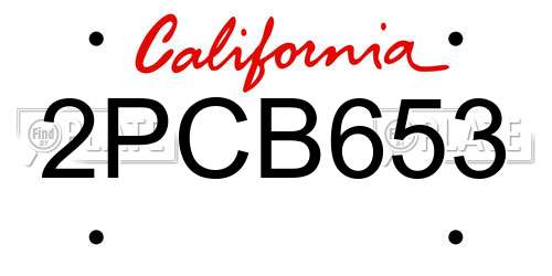 2PCB653 California License Plate
