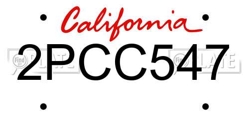 2PCC547 California License Plate