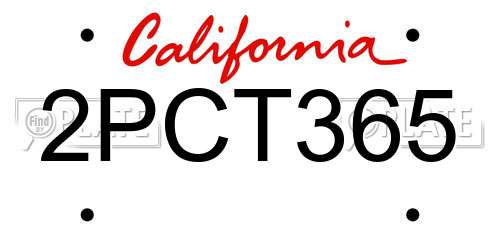 2PCT365 California License Plate