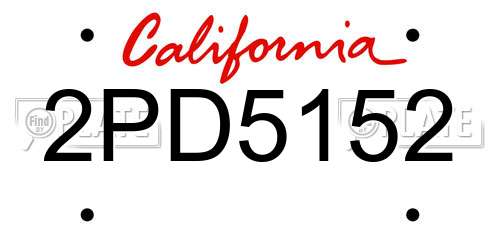 2PD5152 California License Plate