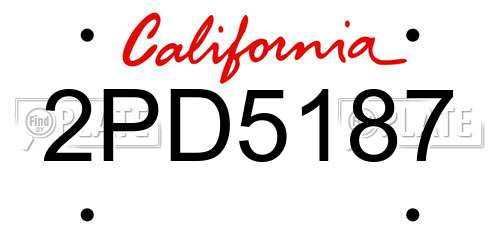 2PD5187 California License Plate