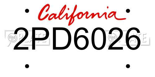 2PD6026 California License Plate