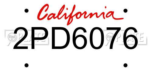 2PD6076 California License Plate