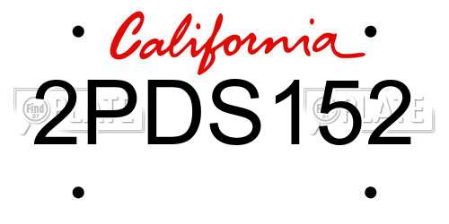 2PDS152 California License Plate