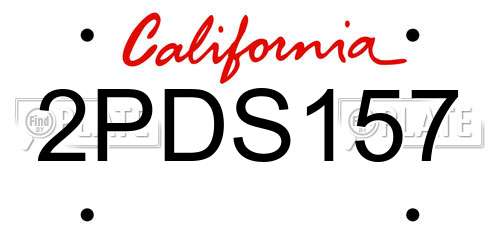 2PDS157 California License Plate