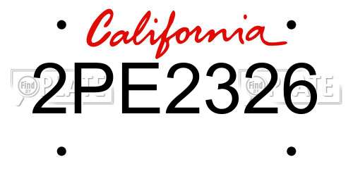 2PE2326 California License Plate