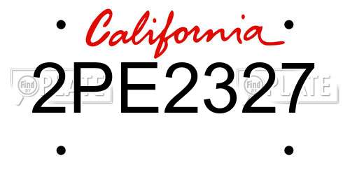 2PE2327 California License Plate