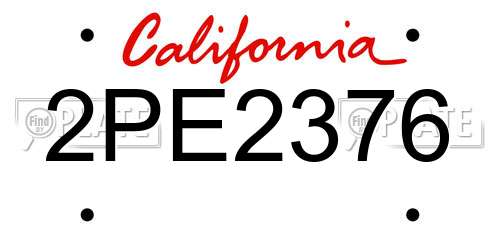 2PE2376 California License Plate