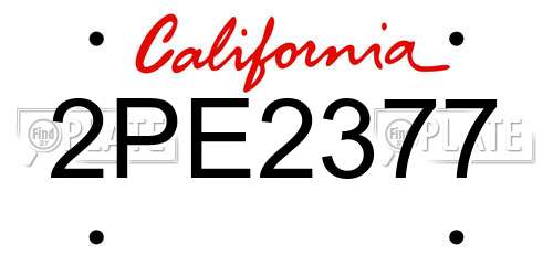 2PE2377 California License Plate