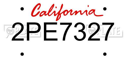 2PE7327 California License Plate
