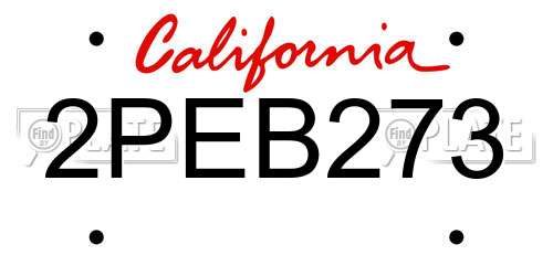 2PEB273 California License Plate