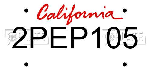 2PEP105 California License Plate
