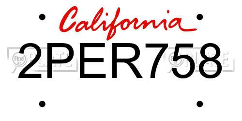 2PER758 California License Plate