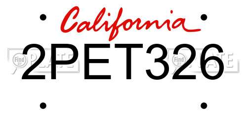 2PET326 California License Plate