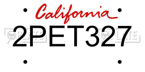 2PET327 California License Plate