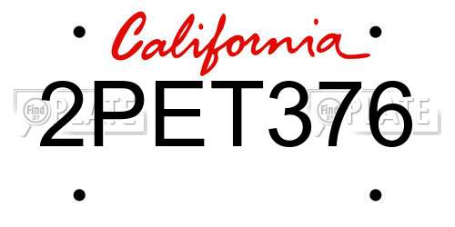 2PET376 California License Plate