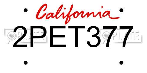 2PET377 California License Plate