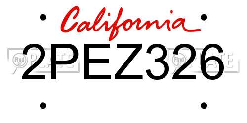2PEZ326 California License Plate
