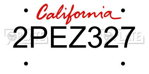 2PEZ327 California License Plate