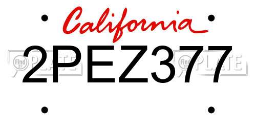 2PEZ377 California License Plate