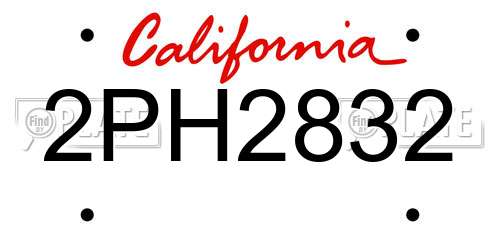 2PH2832 California License Plate