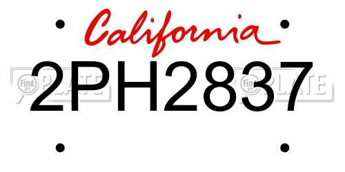 2PH2837 California License Plate
